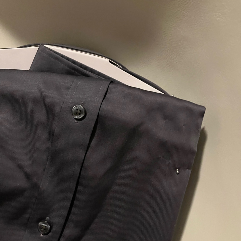 Michael Kors Black Premium Poplin Stretch Modern Tailored Shirt Size 17.5 - Picture 5 of 6